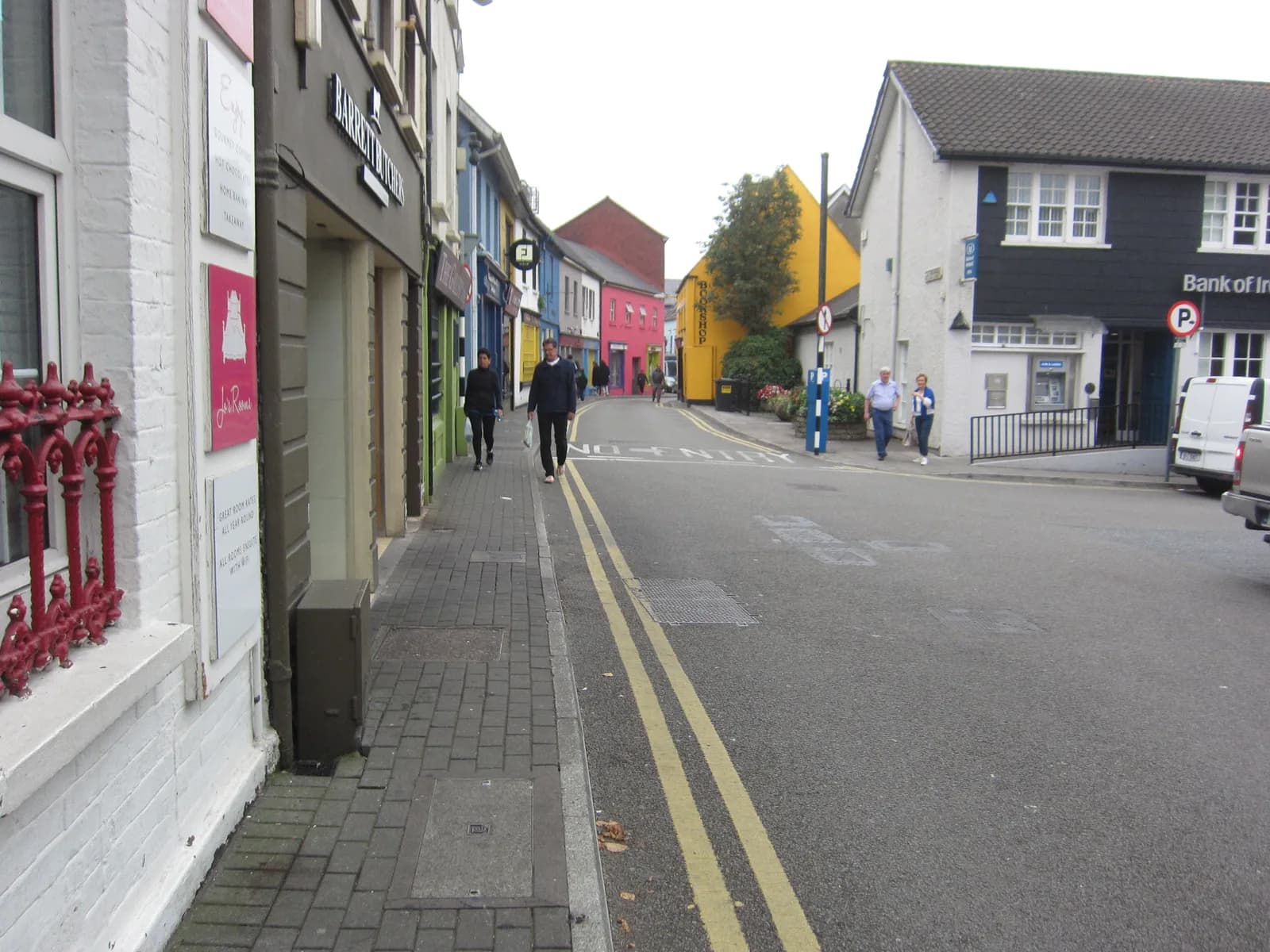 Main Street in Kinsale, lined with the town's painted shopfronts