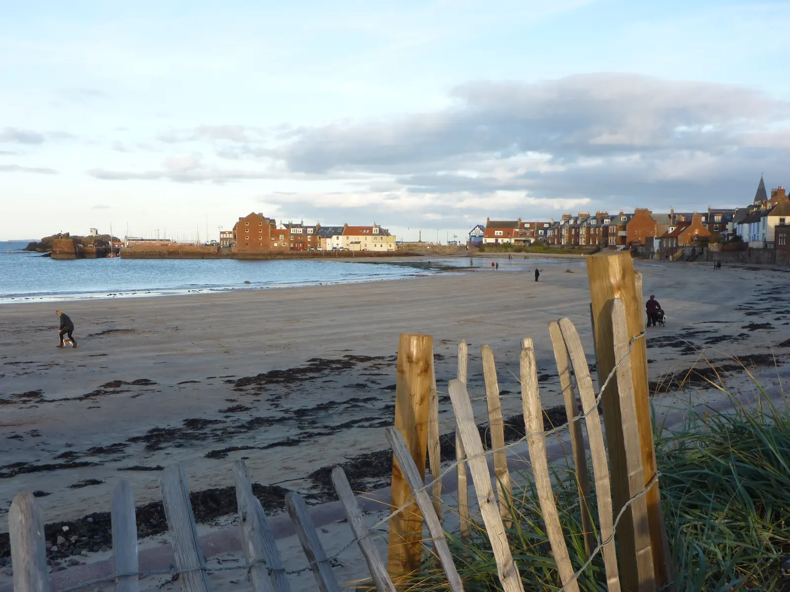 North Berwick Bay looking towards the harbour, with the town along the shore