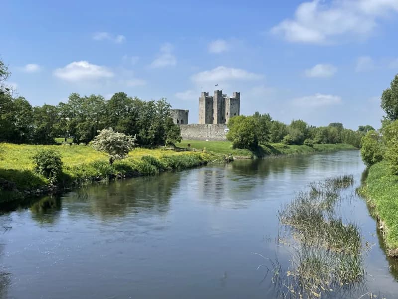 Trim Castle seen along the River Boyne from the riverside path